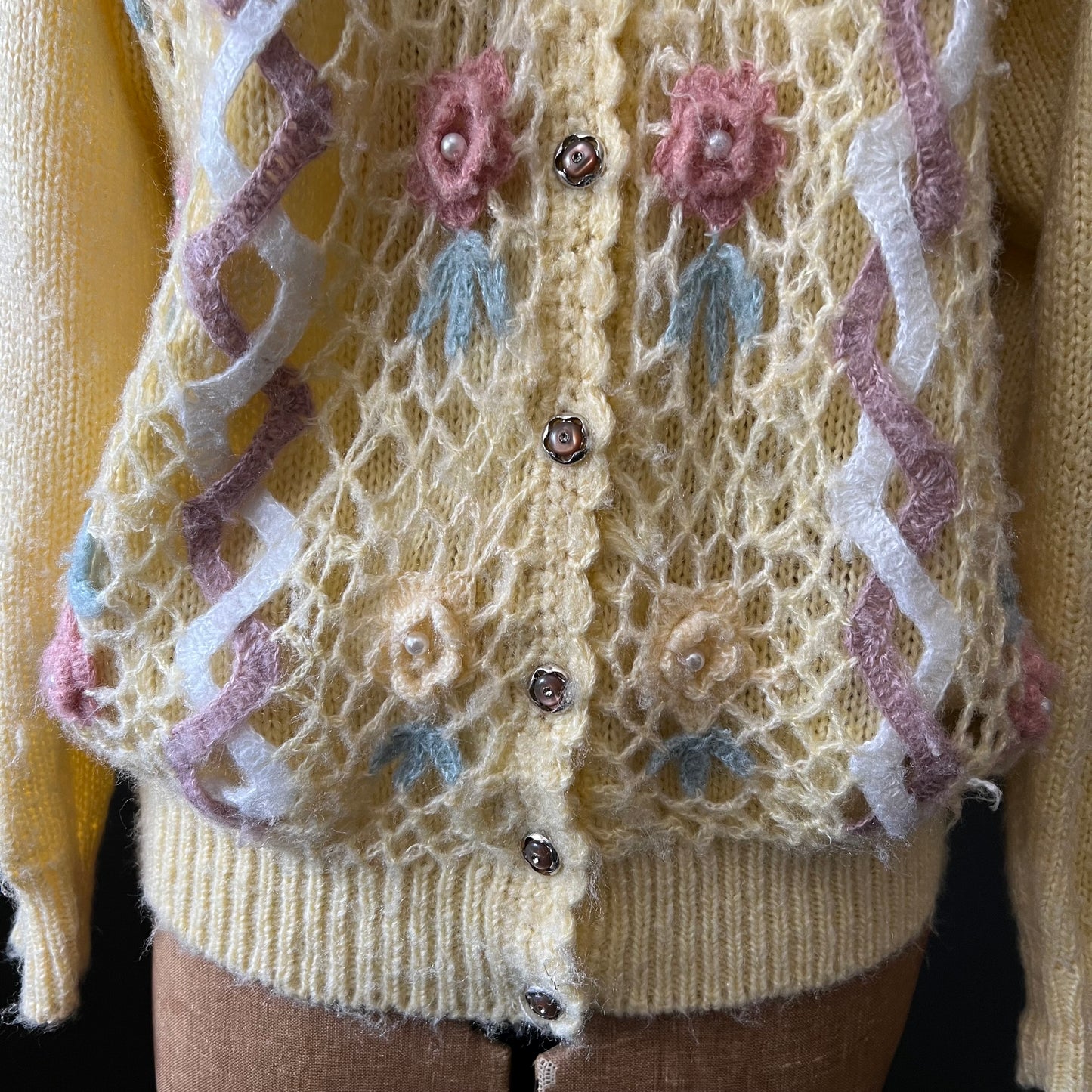 Pretty Pastels and Pearls Vintage Cardigan Knit