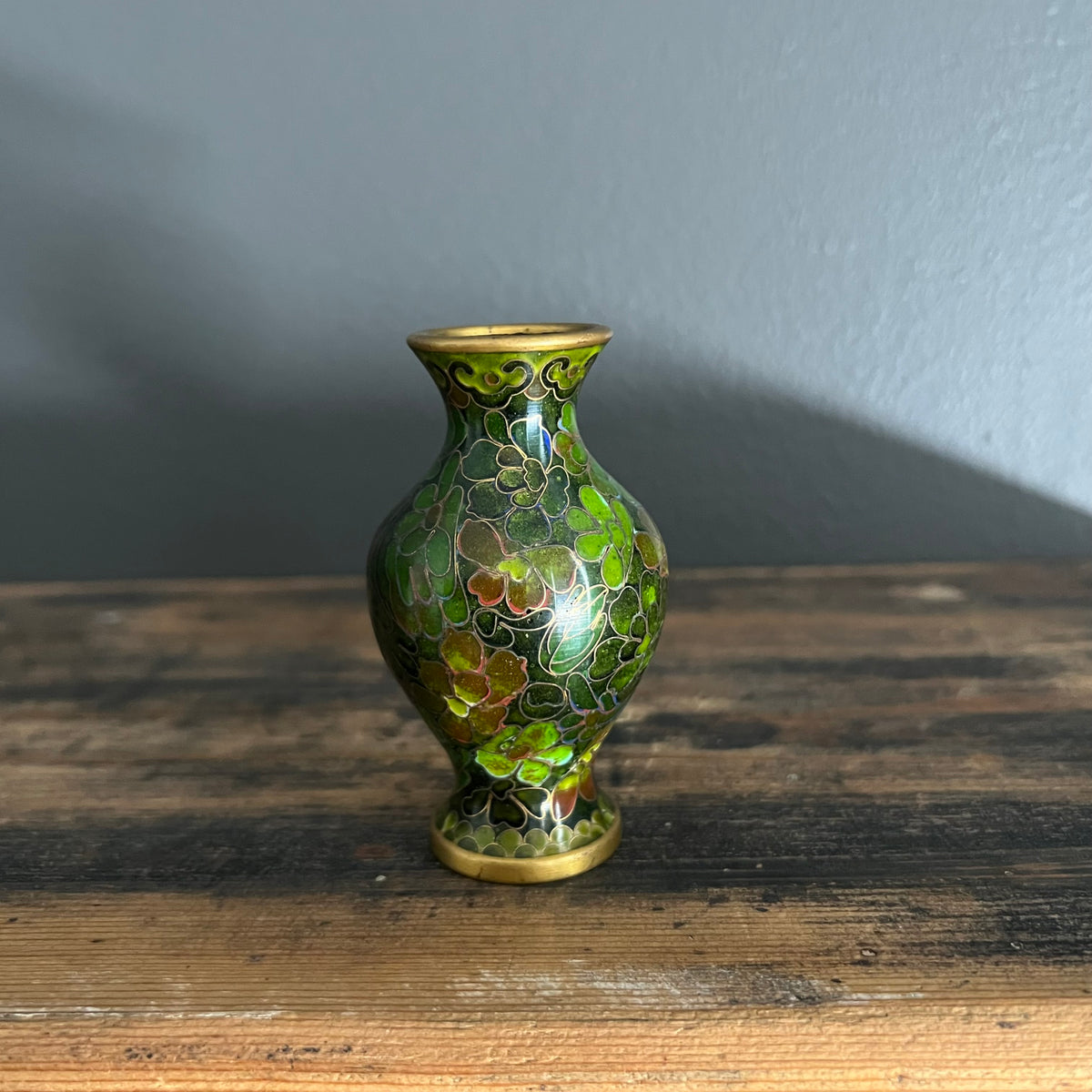 Vintage Small Cloisonné Vase Green