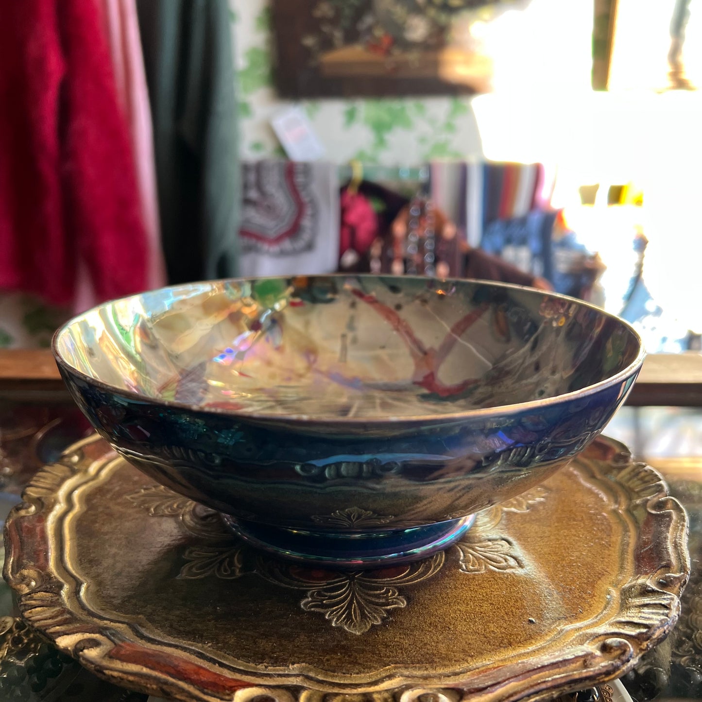Antique Burleigh Ware Lustre Hummingbird Bowl