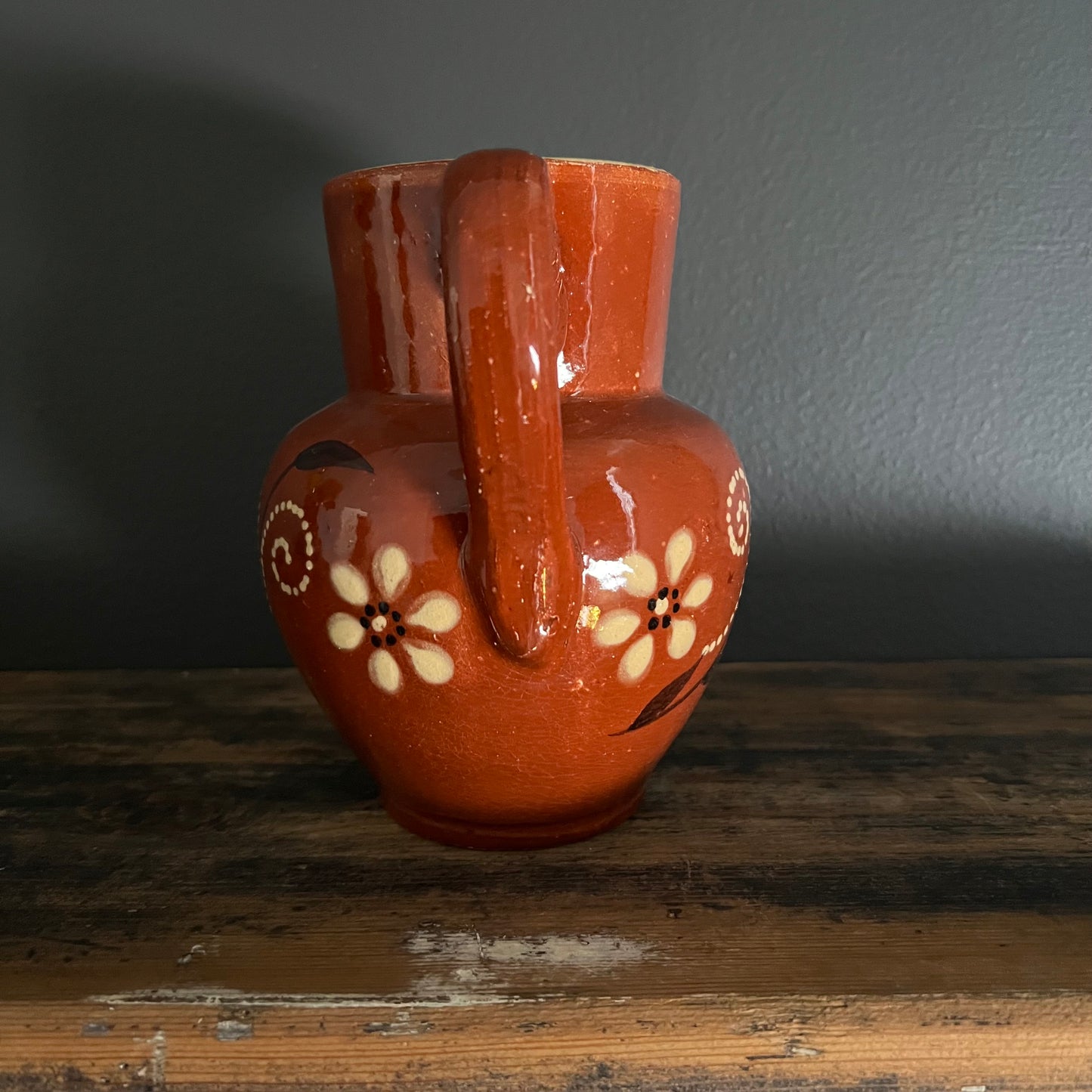 Vintage Hand Painted Pottery Jug Pitcher European #2