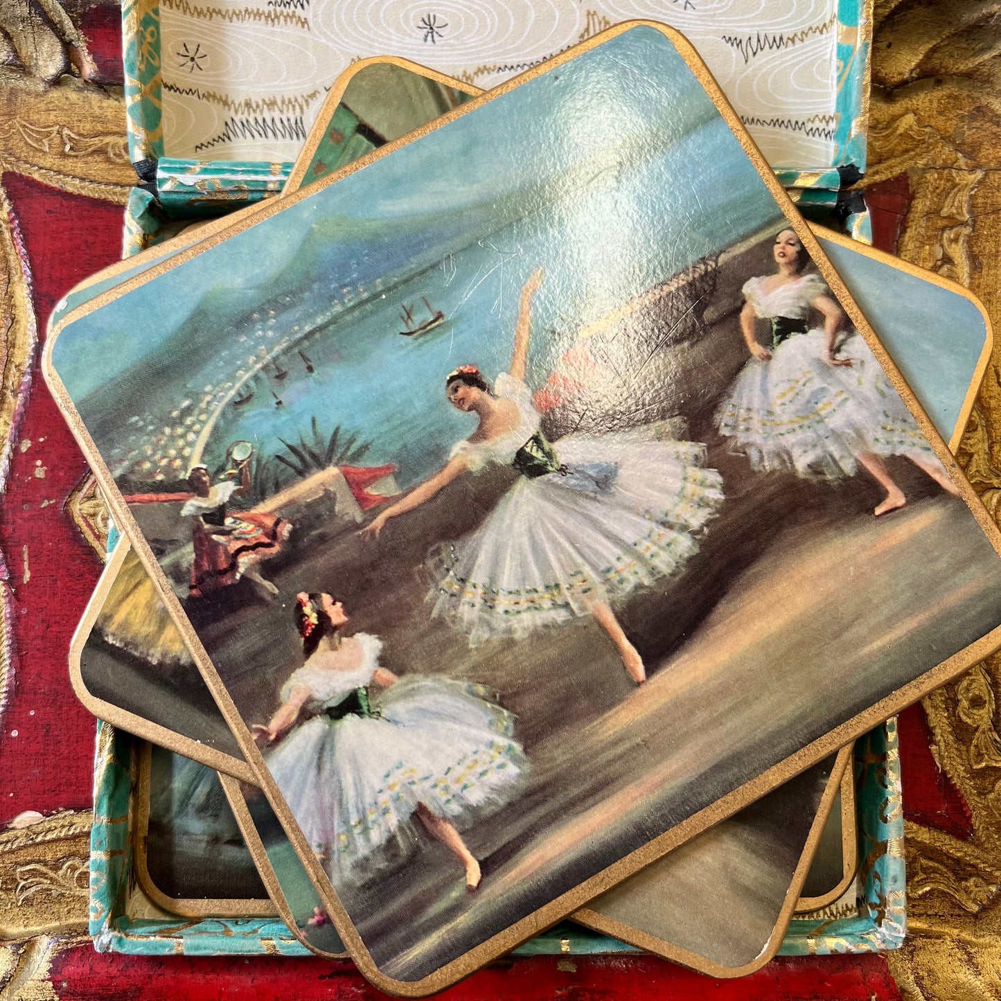 Vintage Ballerina Placemats Set 6 Original Box Win-El-Ware Great Britain