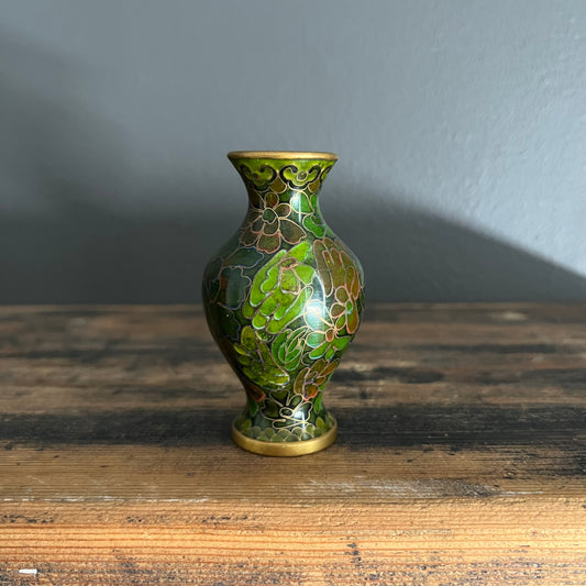 Vintage Small Cloisonné Vase Green