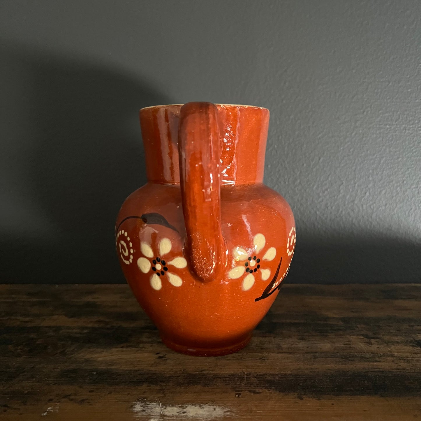 Vintage Hand Painted Pottery Jug Pitcher European #1