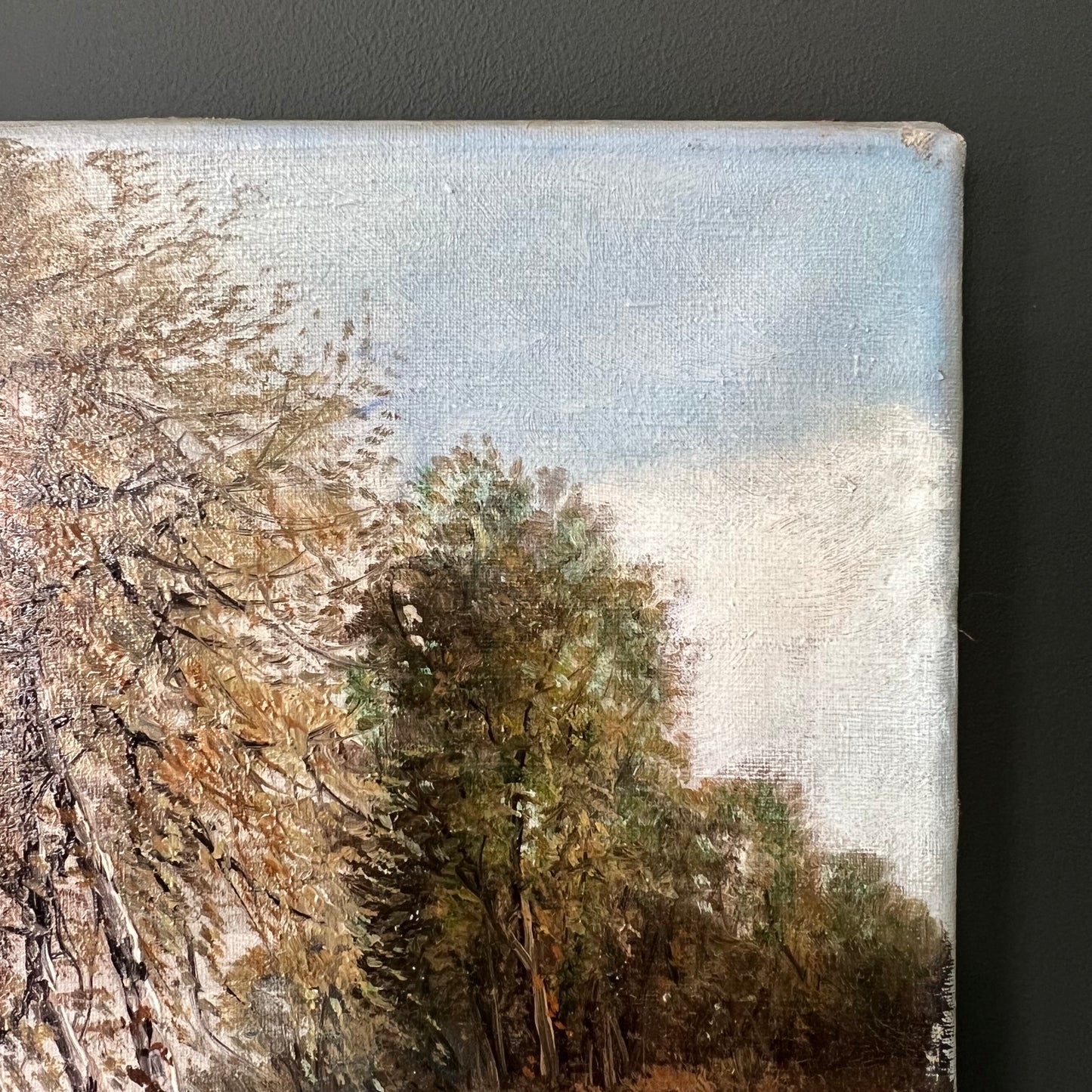 Vintage Oil Painting Landscape The Peaceful Sheep