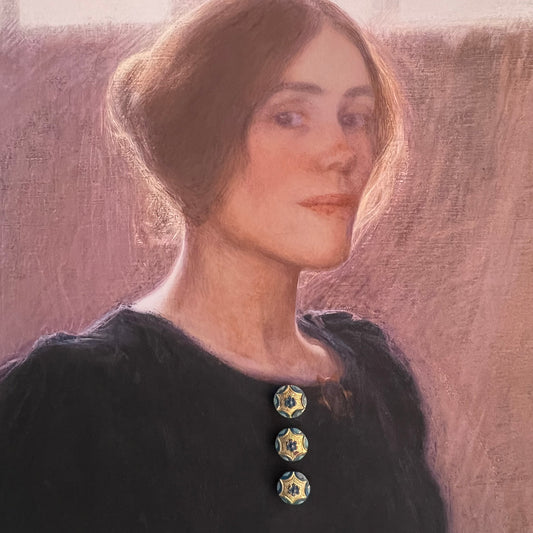 Antique Buttons Blue Daisy Flower Set of 3