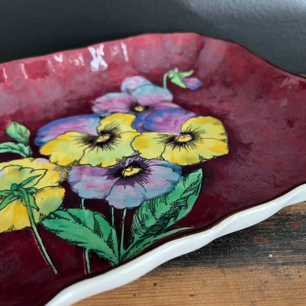 Vintage Royal Doulton Dish Pansy Flowers England