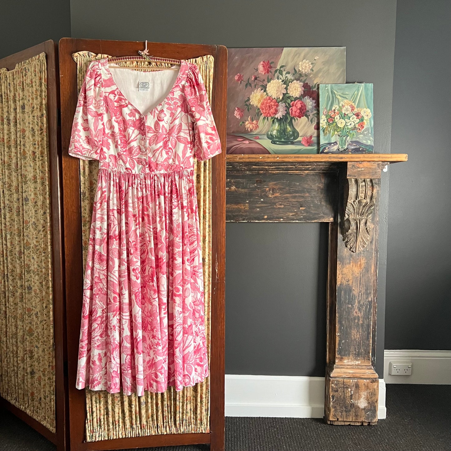 Vintage Laura Ashley Long Dress Birds, Blooms & Butterflies Size 10/12