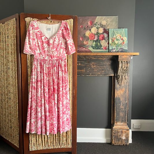 Vintage Laura Ashley Long Dress Birds, Blooms & Butterflies Size 10/12