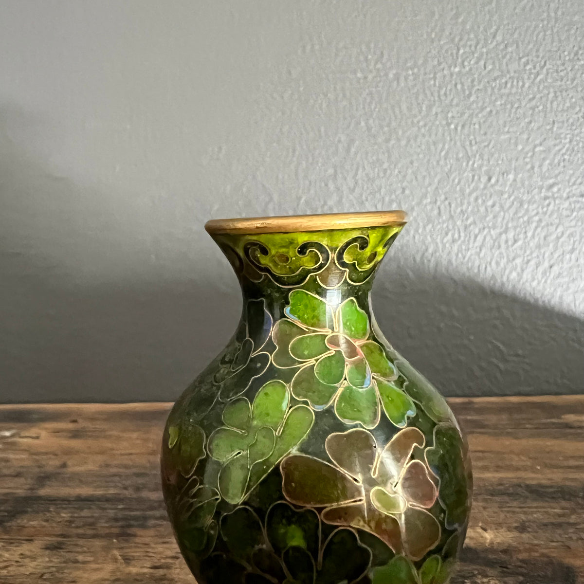 Vintage Small Cloisonné Vase Green