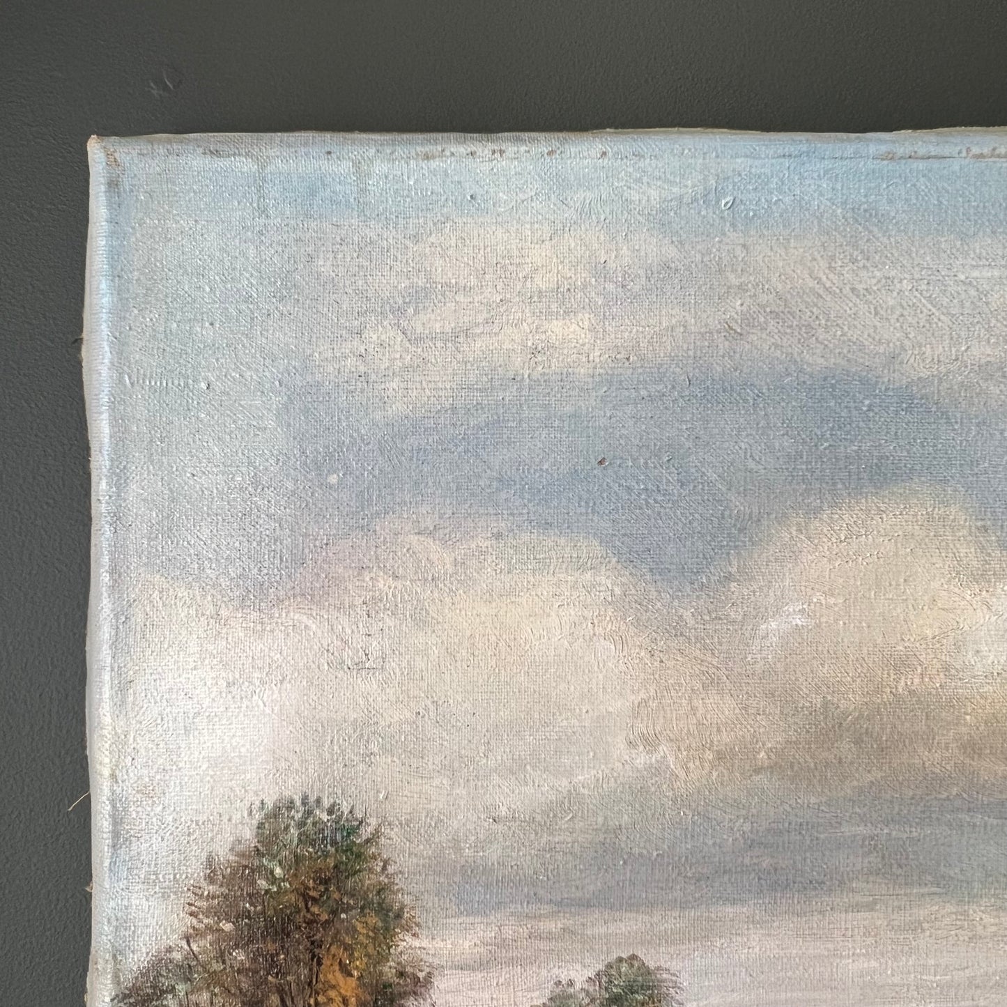 Vintage Oil Painting Landscape The Peaceful Sheep