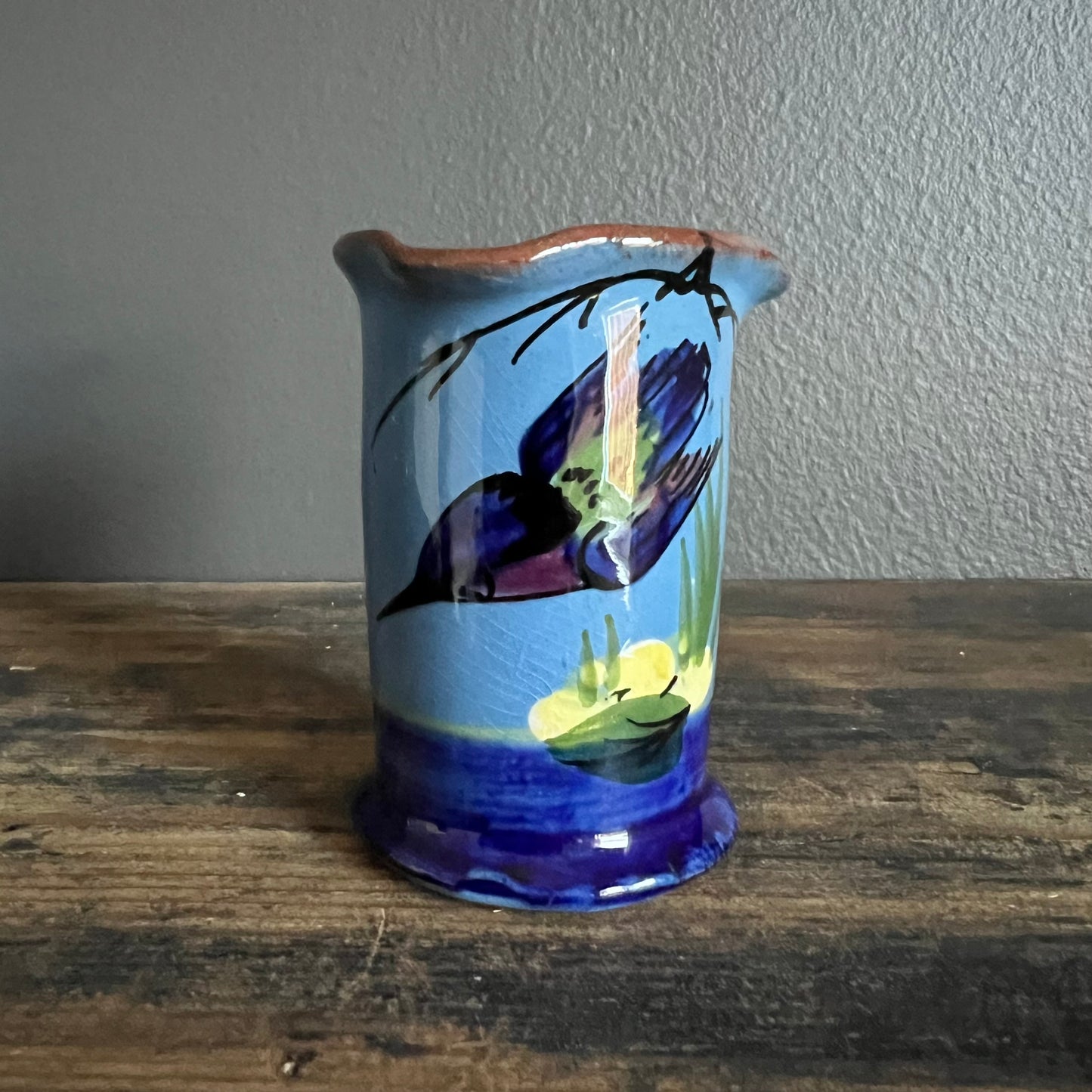 Vintage Kingfisher Bird Pottery Bud Vase Longpark Torquay England 1930s