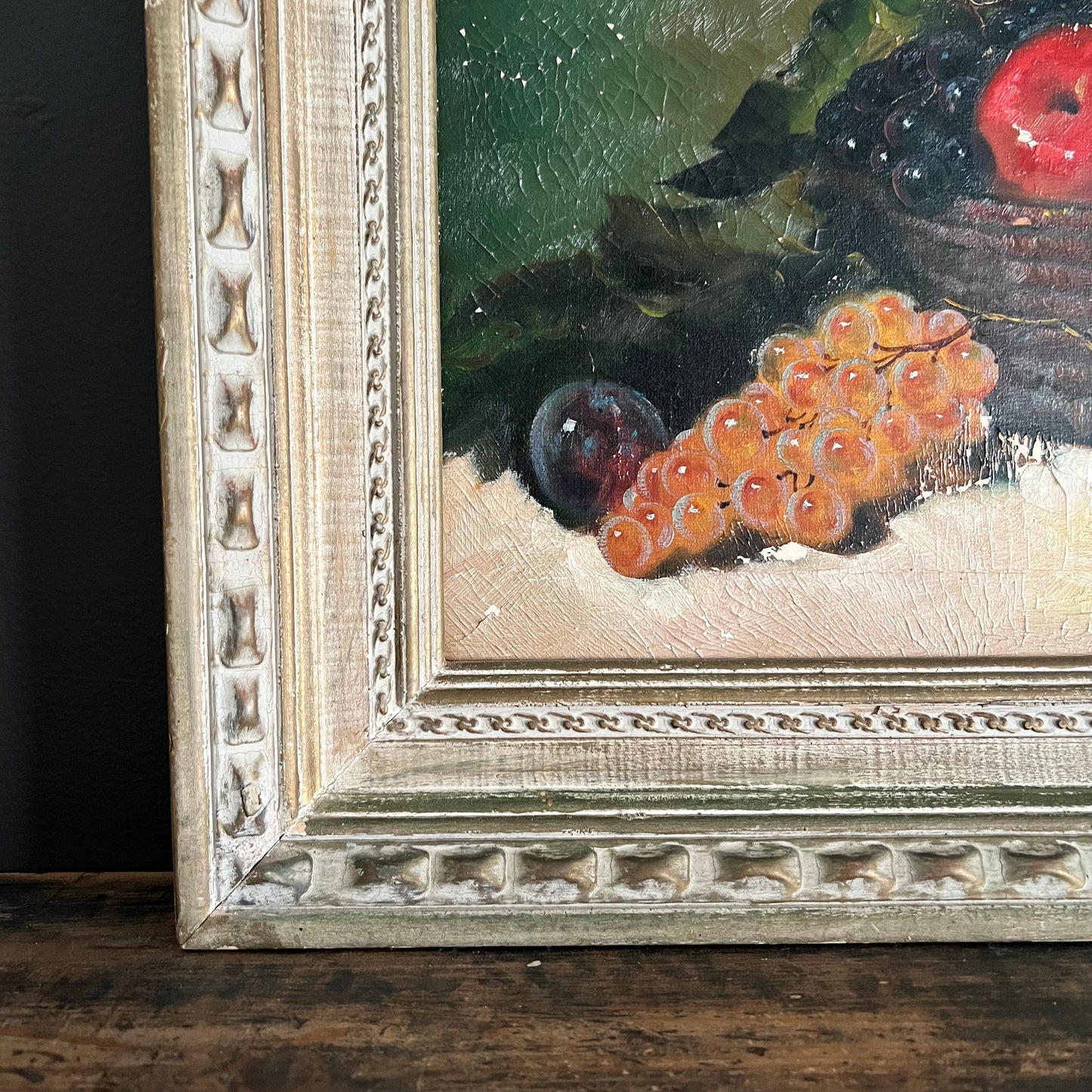 Vintage Oil Painting Still Life Fruit Bowl Italy