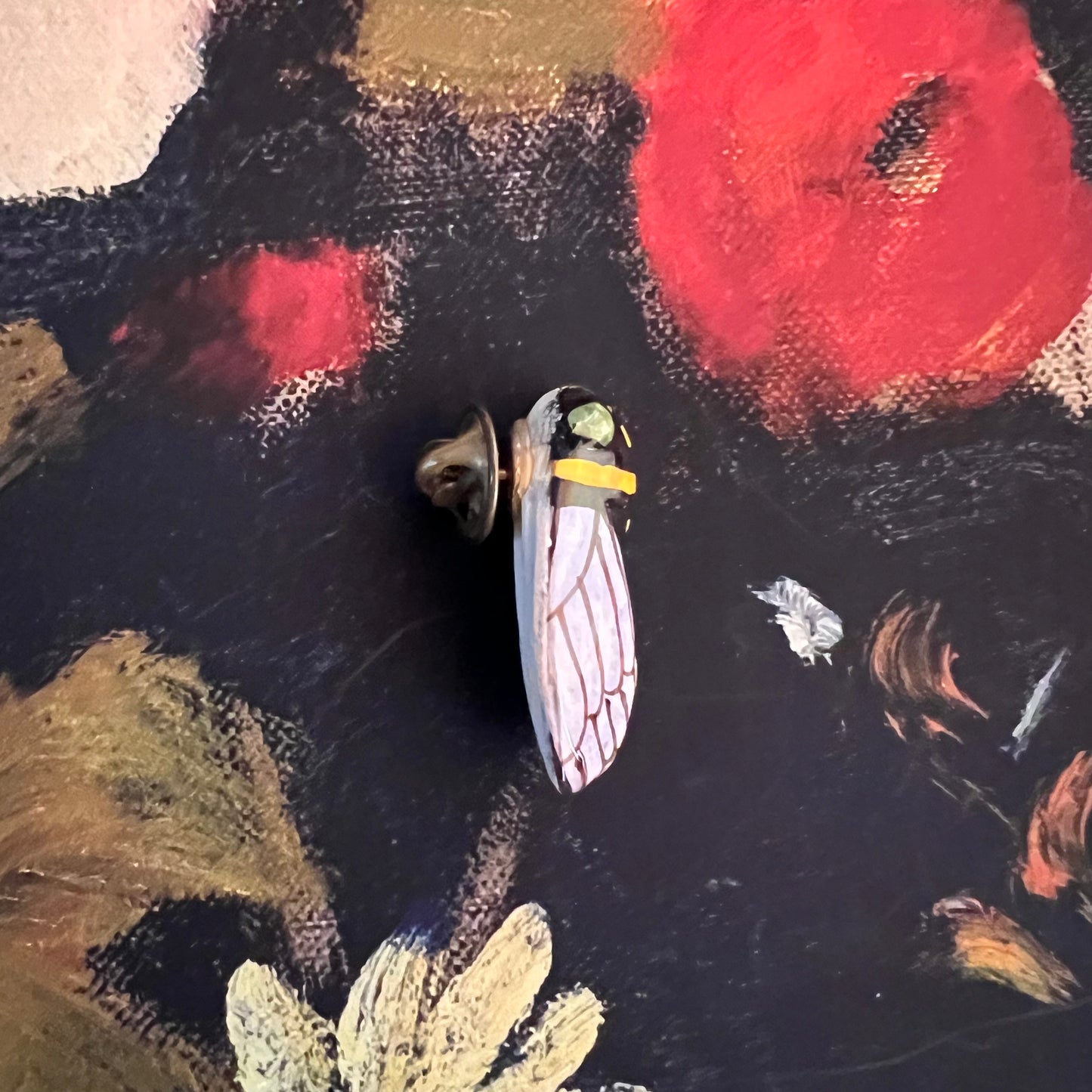 Hand Painted Cicada Pin Brooch France