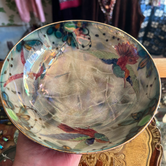 Antique Burleigh Ware Lustre Hummingbird Bowl