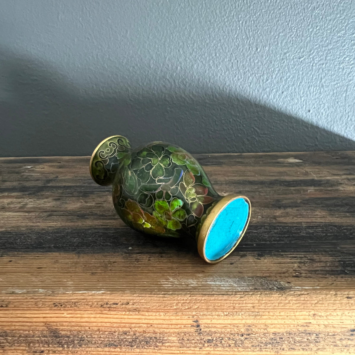 Vintage Small Cloisonné Vase Green