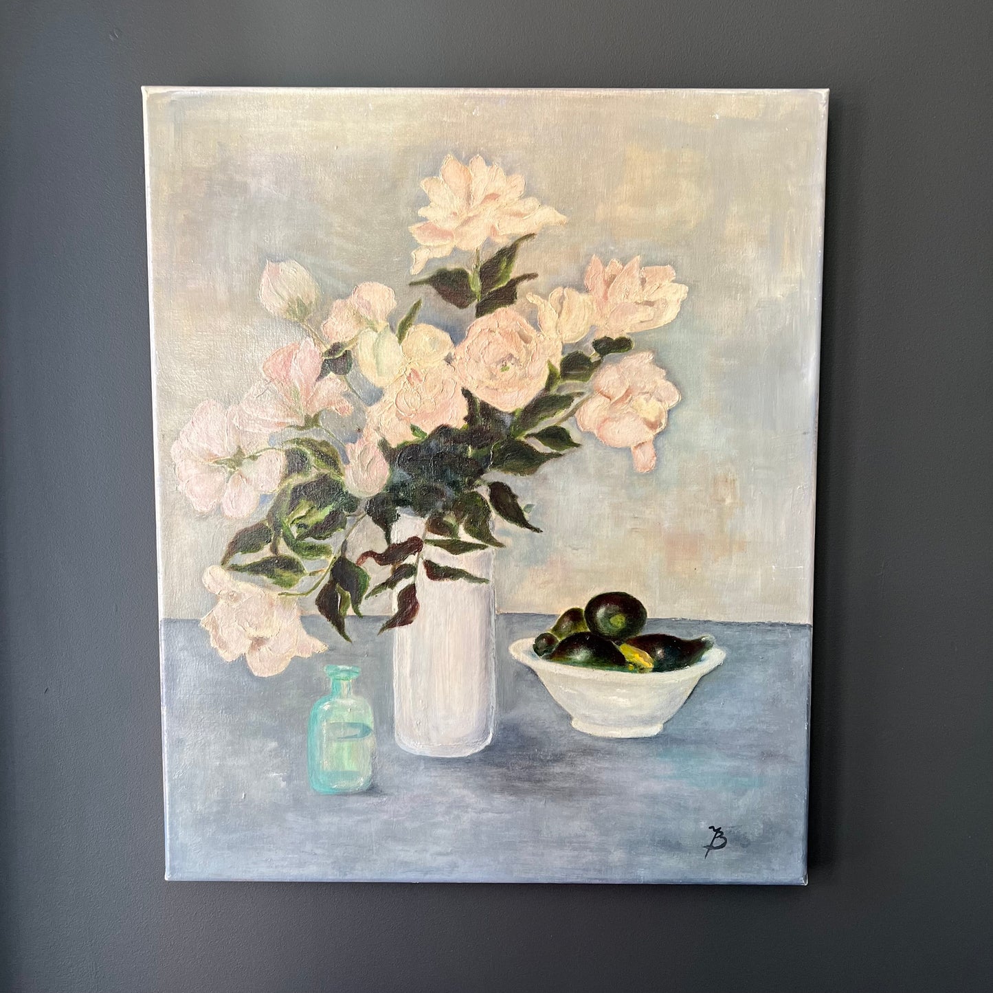 Vintage Oil Painting Dutch Still Life The White Roses