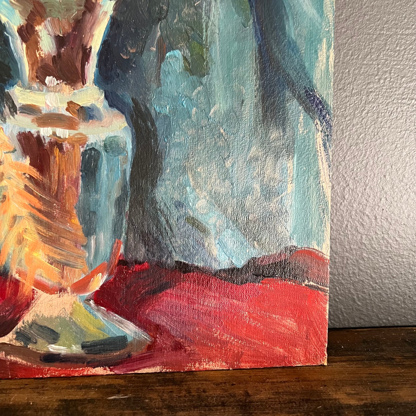 Vintage Painting Still Life Teapot and Vase