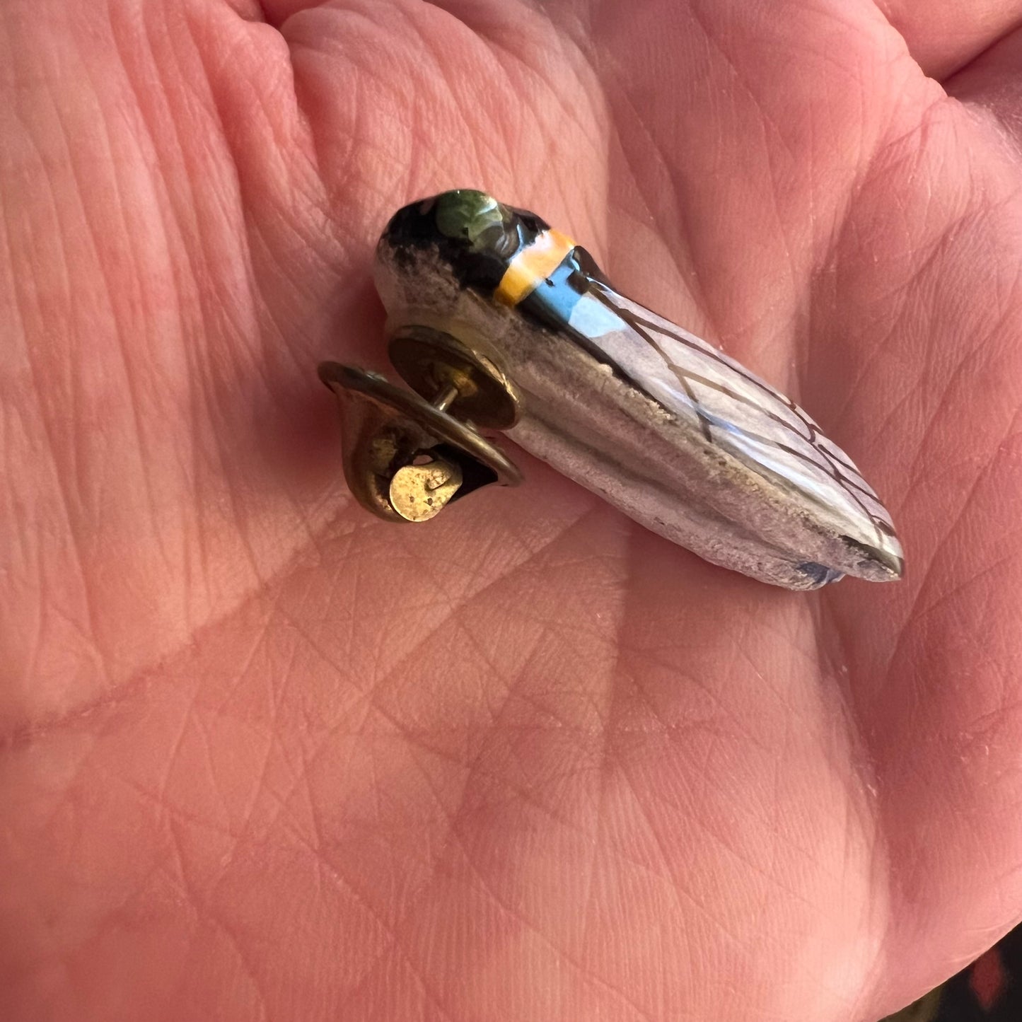 Hand Painted Cicada Pin Brooch France