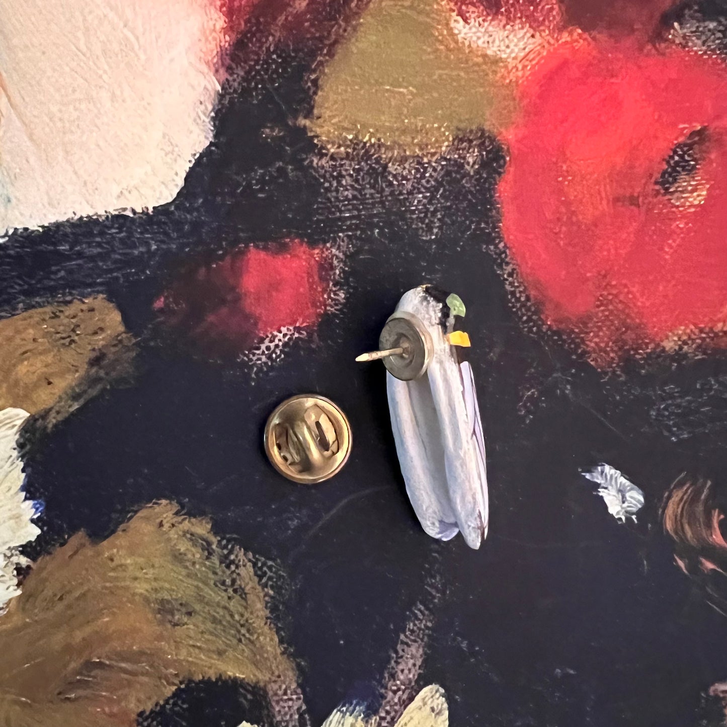 Hand Painted Cicada Pin Brooch France