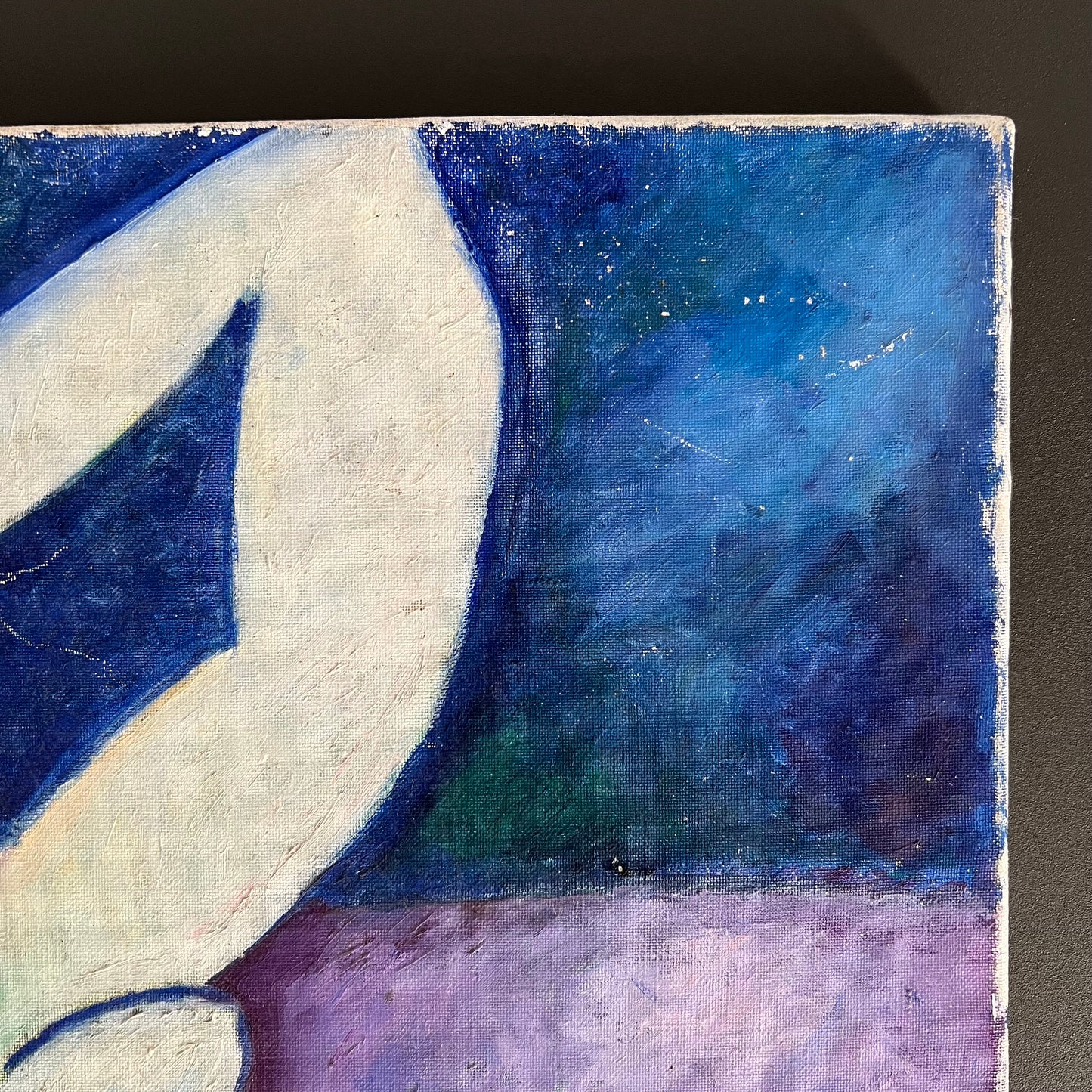 Vintage Oil Painting Mid Century Colourful Cubist Style Nude