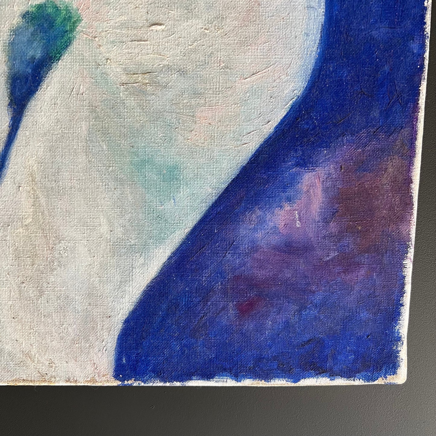 Vintage Oil Painting Mid Century Colourful Cubist Style Nude