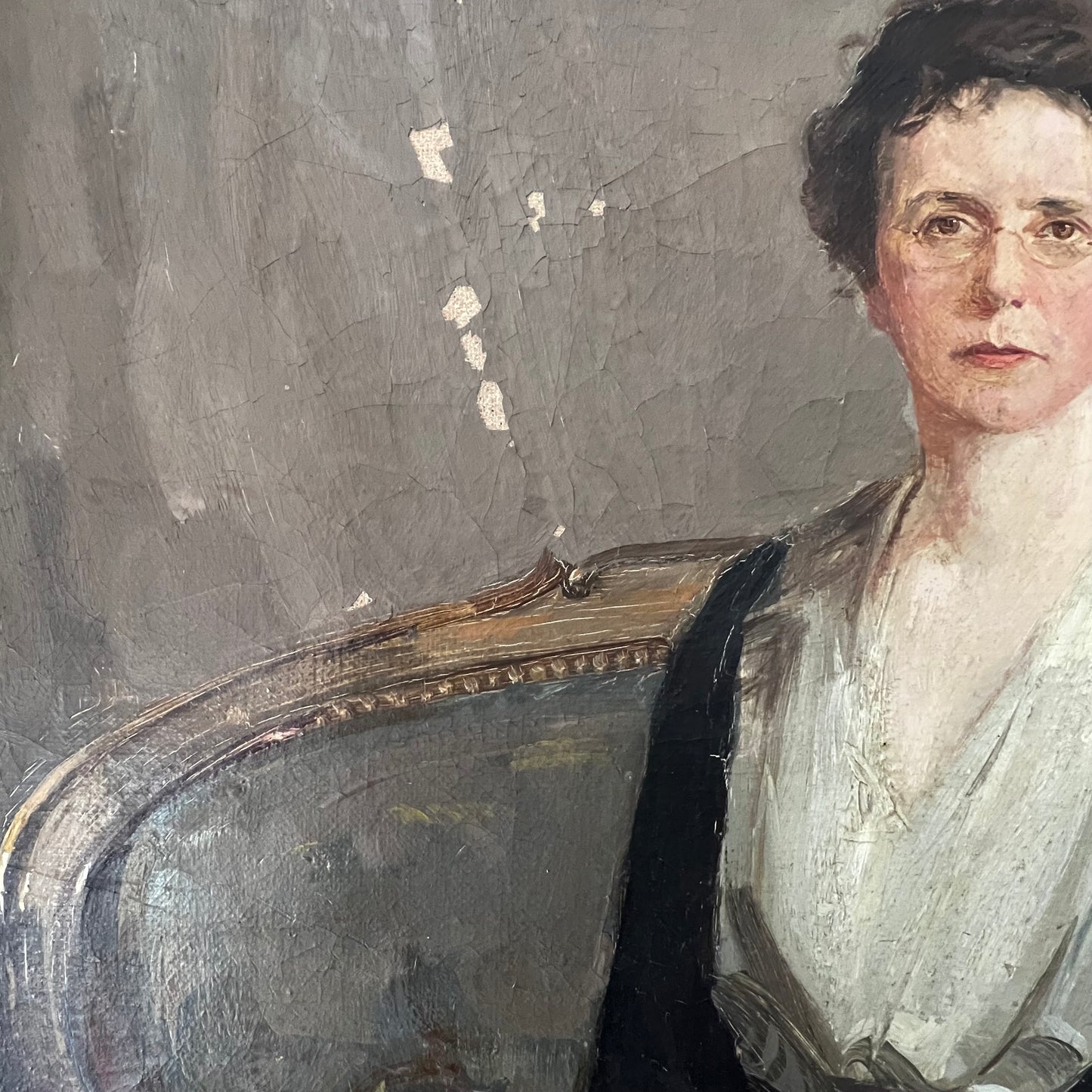 Antique Oil Painting Portrait Emma Jane Meek 1923