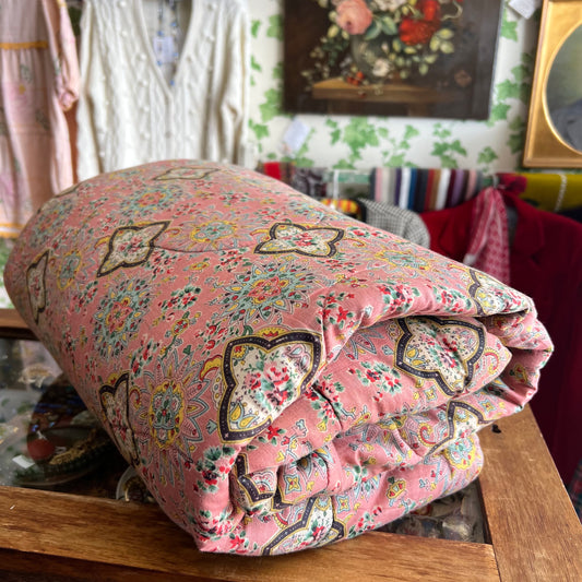 Vintage Cotton Paisley 'Winter Dream' Wool Fill Eiderdown Bed Topper