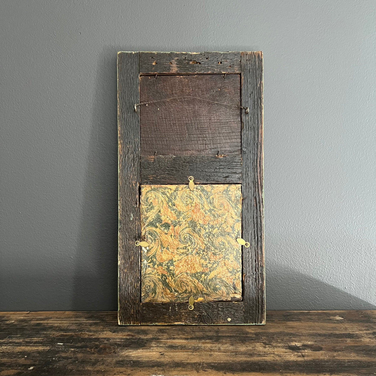 Antique French Trumeau Mirror and Painting 1800’s Boy and Dog