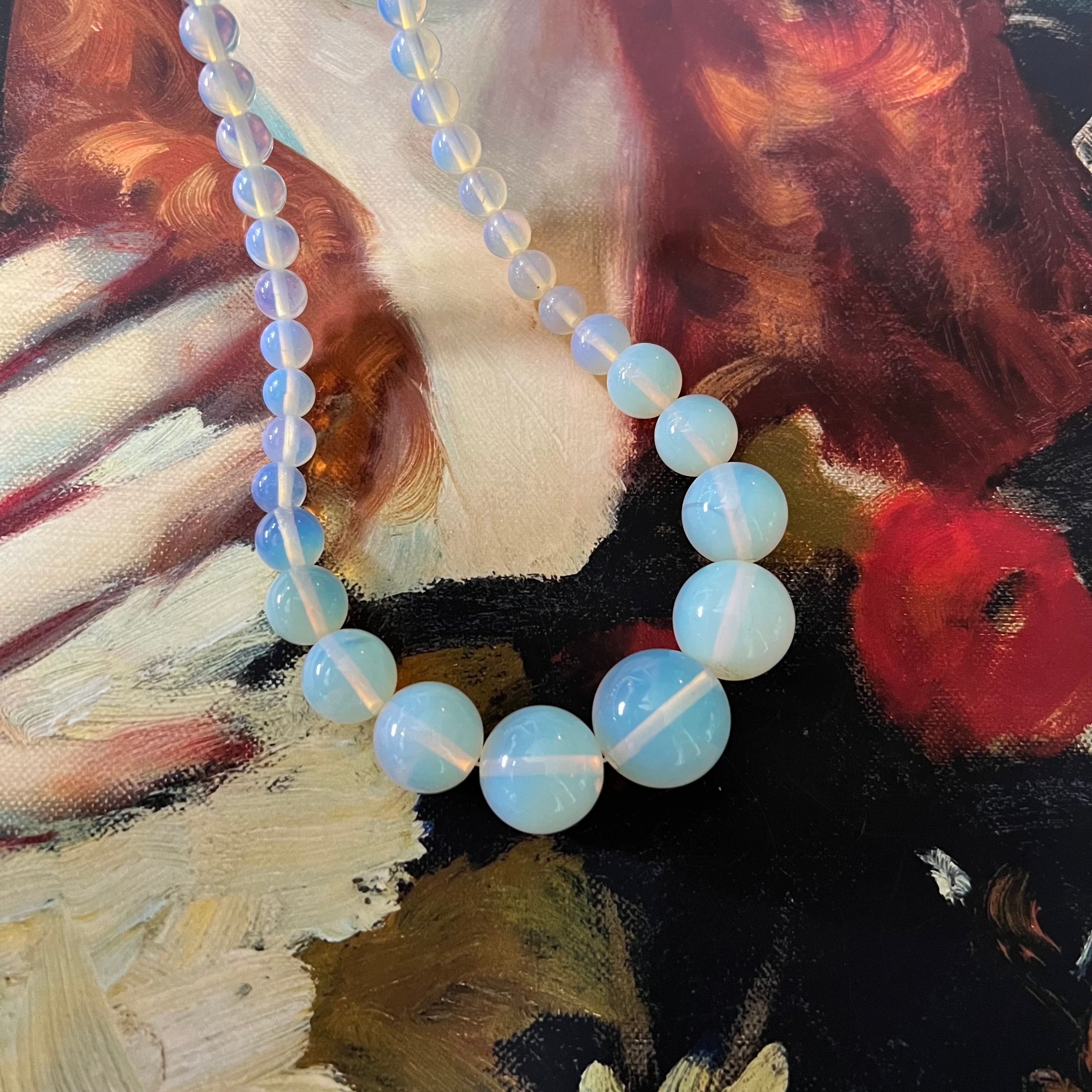 Lovely Opaline Moonstone Beads Necklace Viva Vintage
