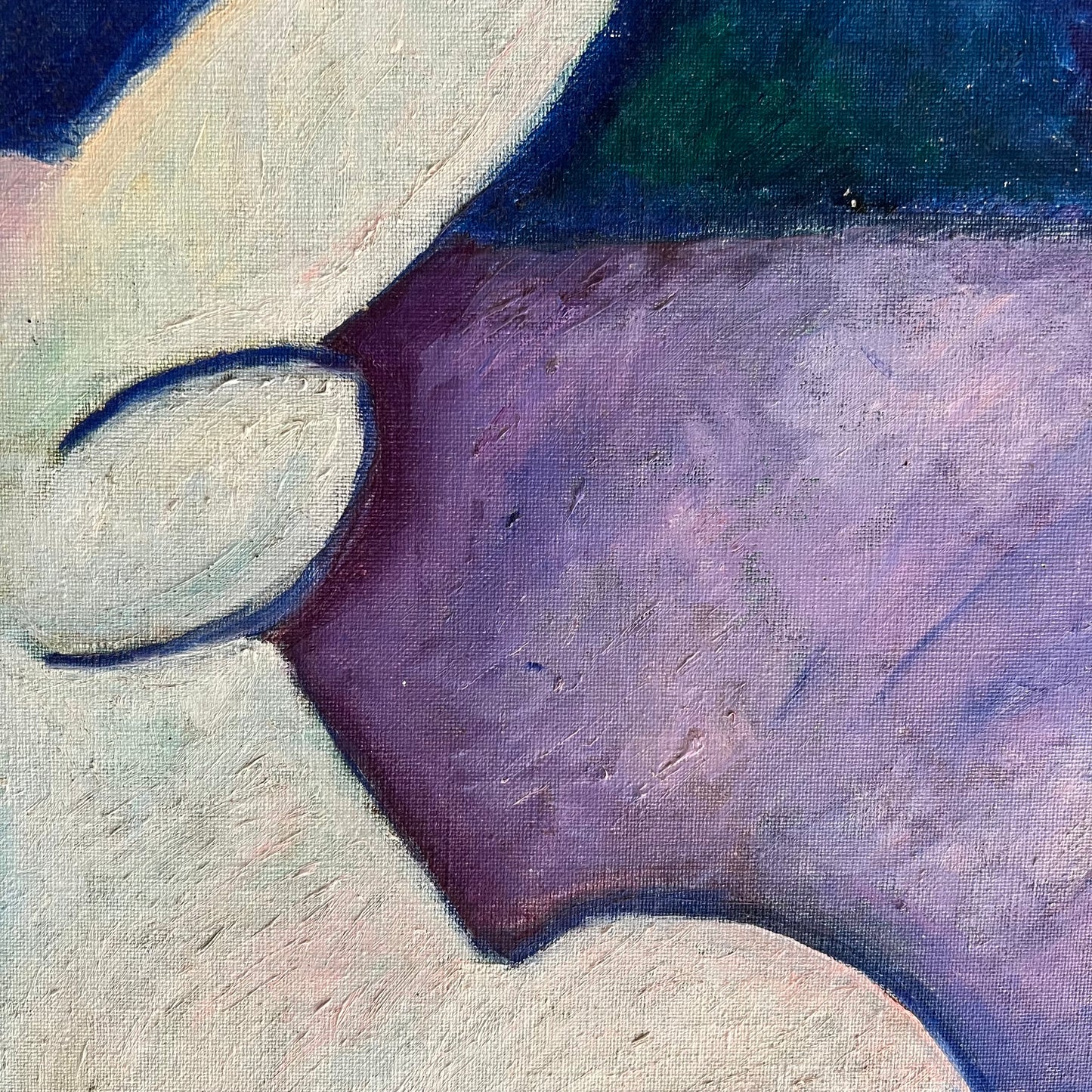 Vintage Oil Painting Mid Century Colourful Cubist Style Nude