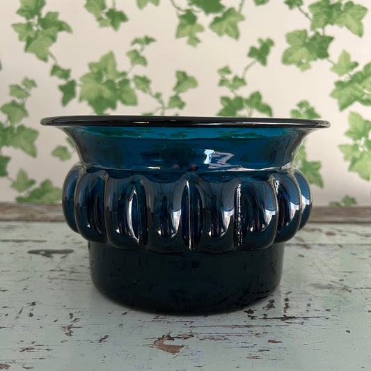 Rare Vintage Blue Art Glass Bowl Kosta Boda Sweden