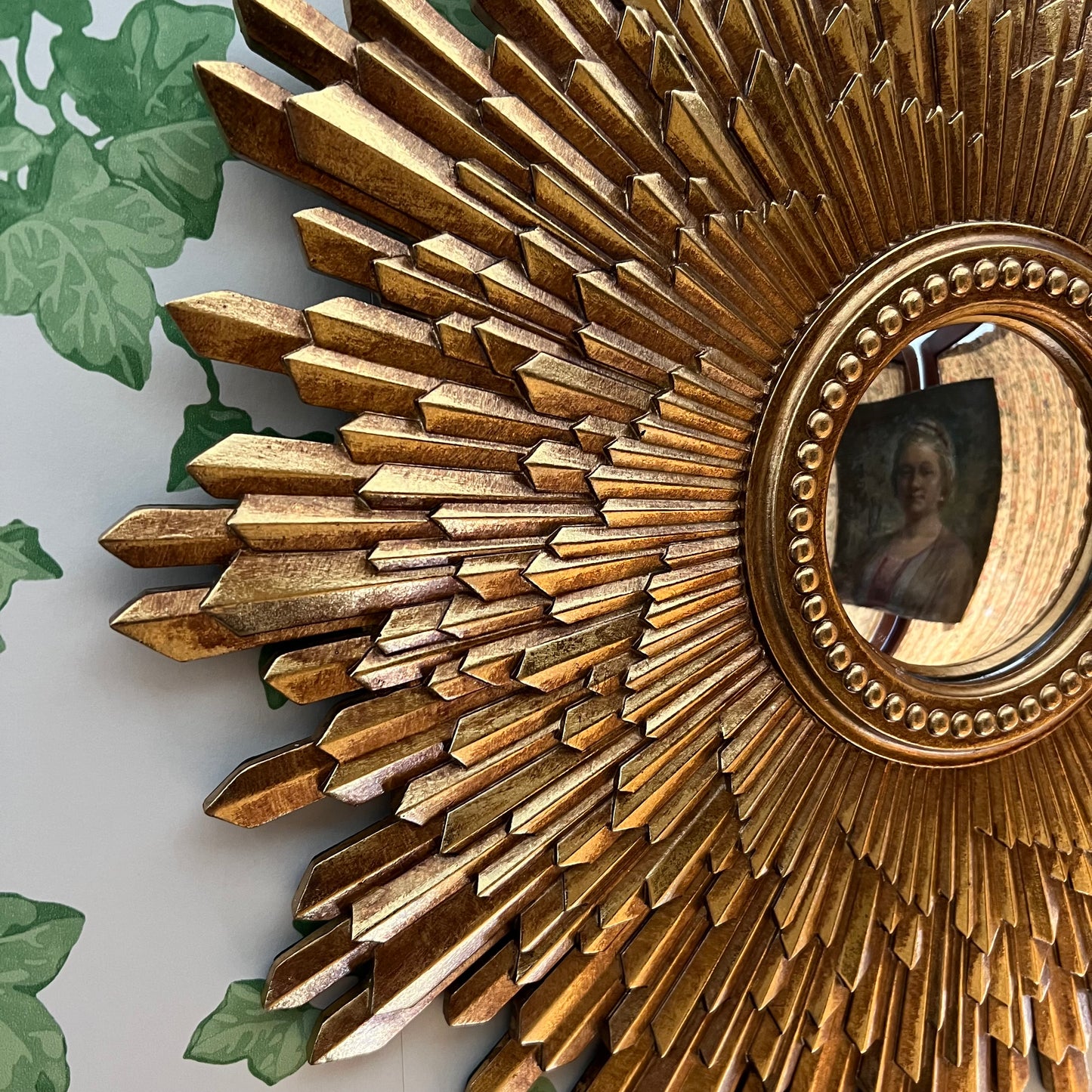 Golden Sunburst Convex Mirror- Fancy