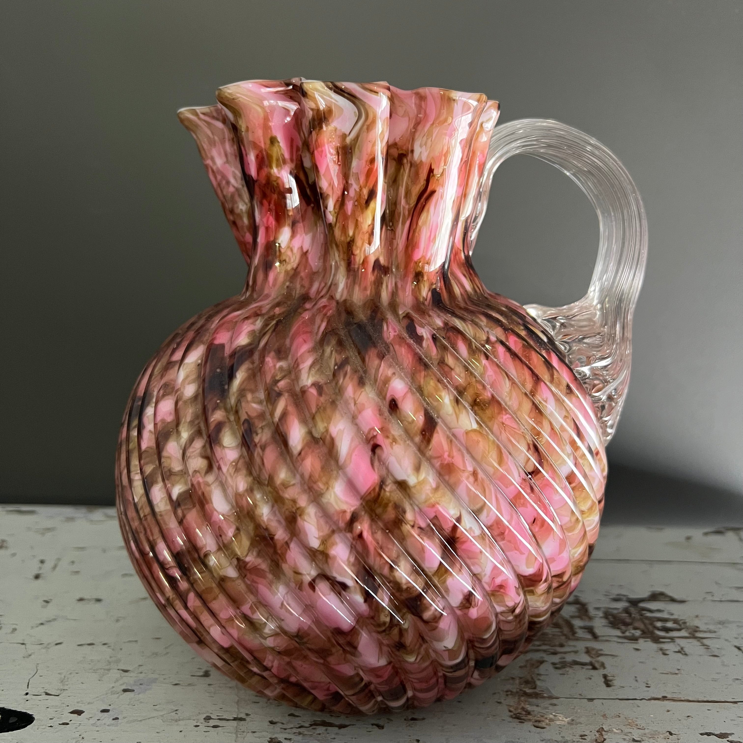 Splatter Glass Antique Czech Cased Splatter Glass Pitcher Jug by Franz Welz – Viva Vintage