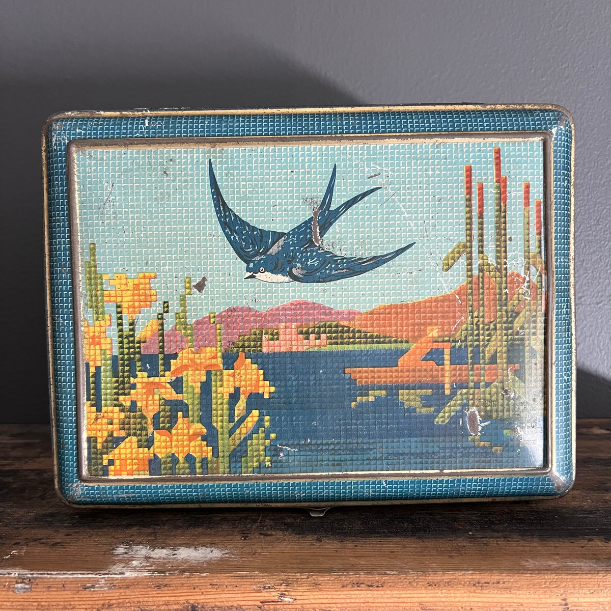 Vintage Large Bluebird Toffees and Chocolates Tin Harry Vincent Ltd England