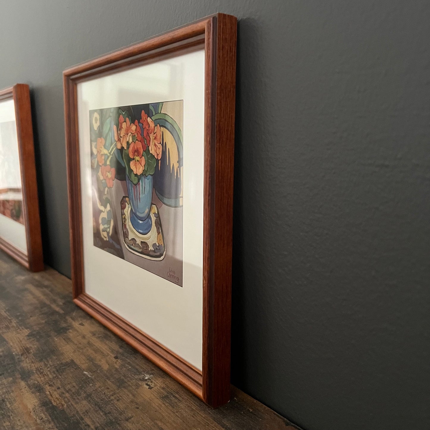 Vintage Print Still Life Nasturtiums and Pansy Plate Criss Canning