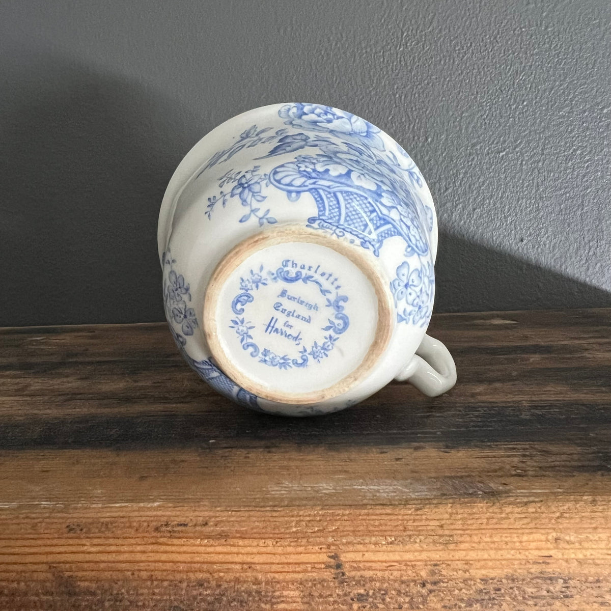 Vintage Burleigh Blue and White Teacup by Harrods Rare