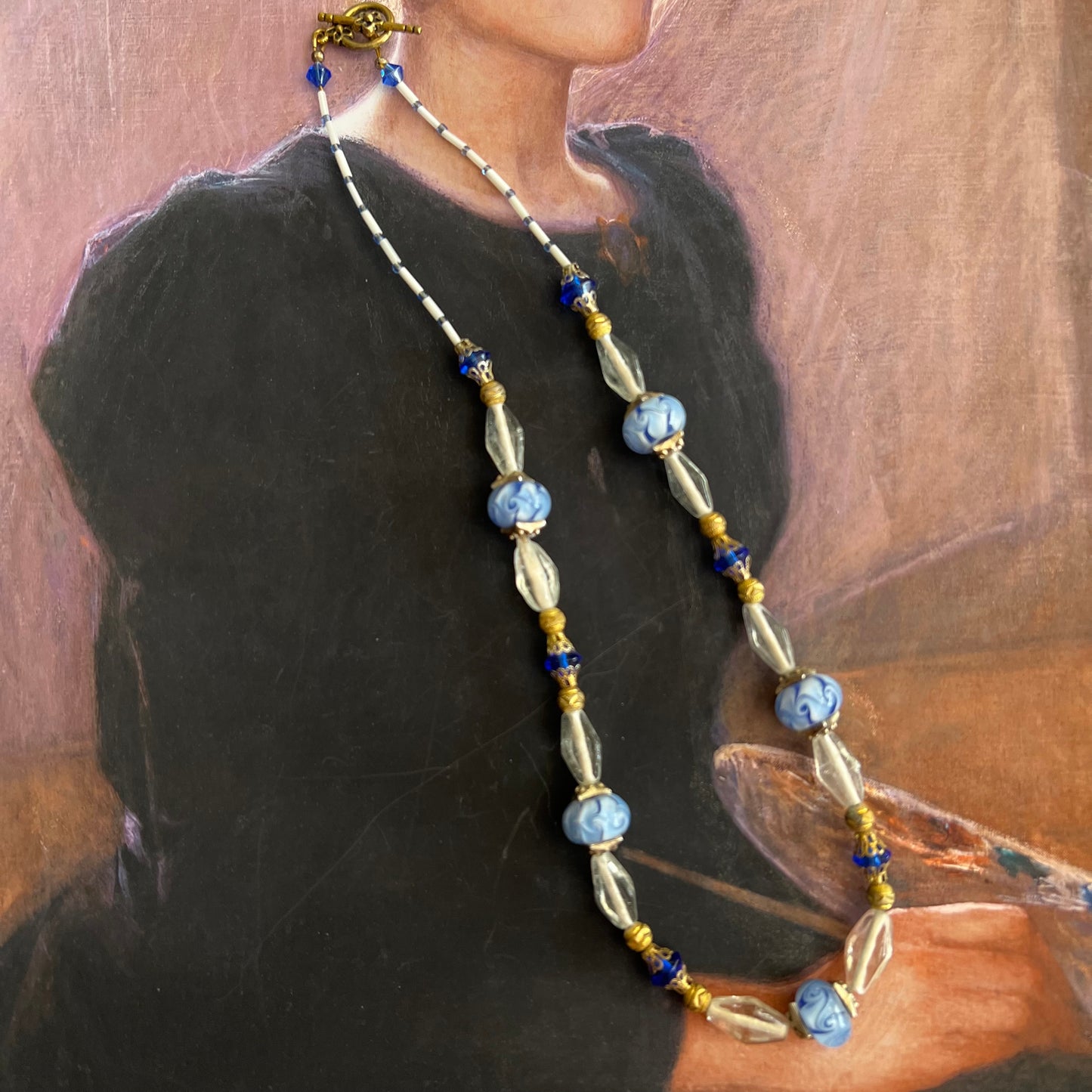Vintage Glass Beads Hues of Blue