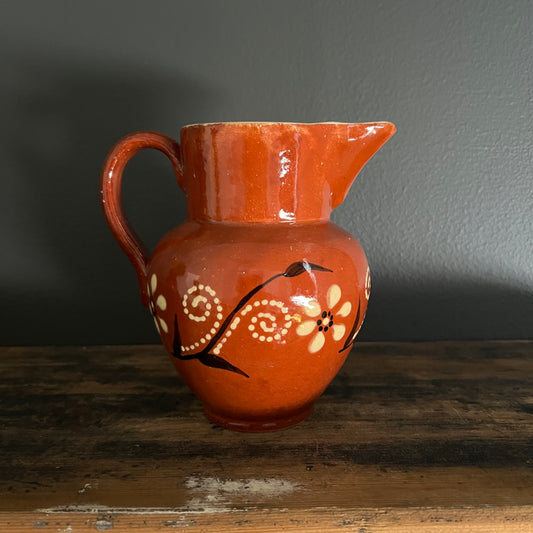 Vintage Hand Painted Pottery Jug Pitcher European #1