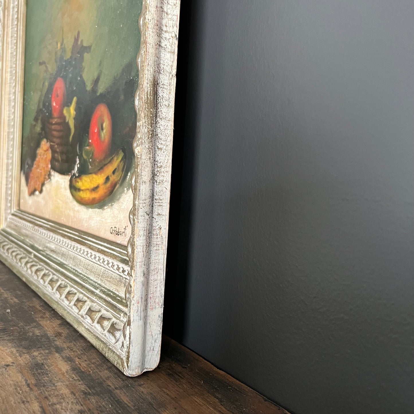 Vintage Oil Painting Still Life Fruit Bowl Italy