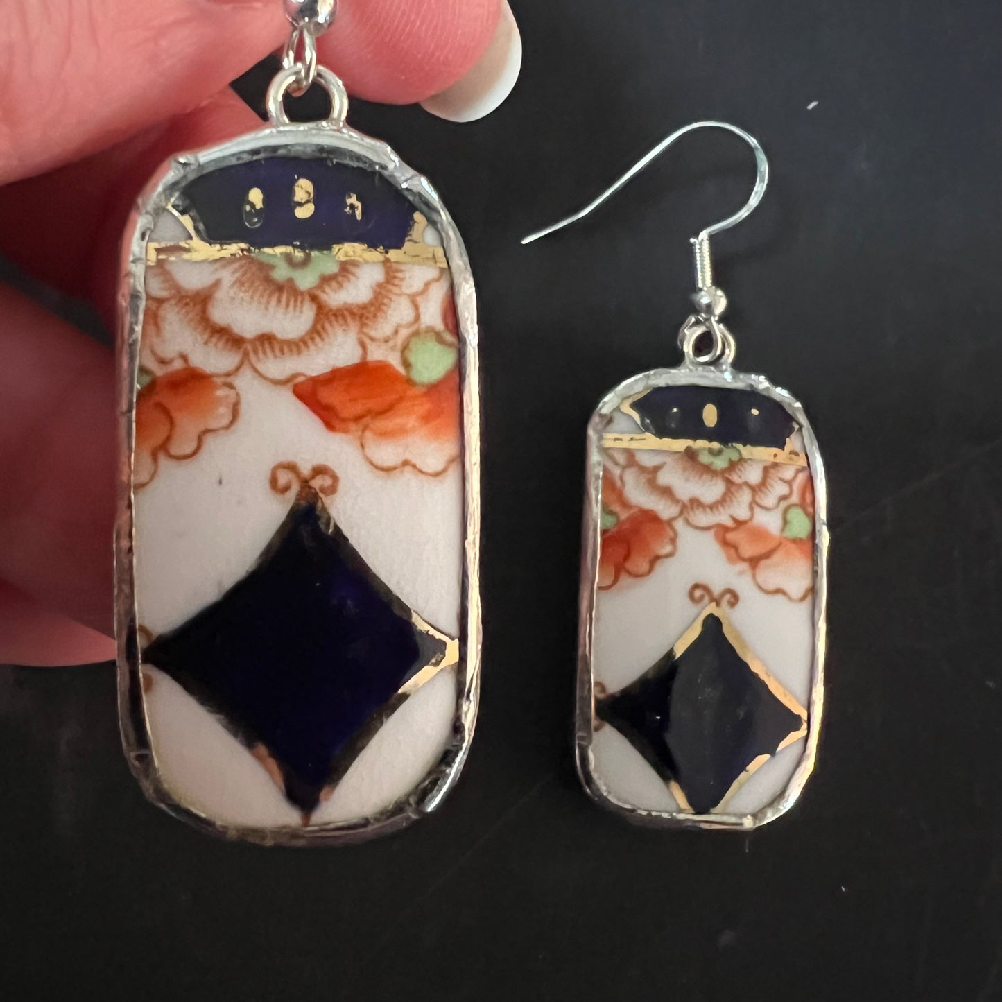 Vintage China Earrings Lawleys Norfolk Pattern