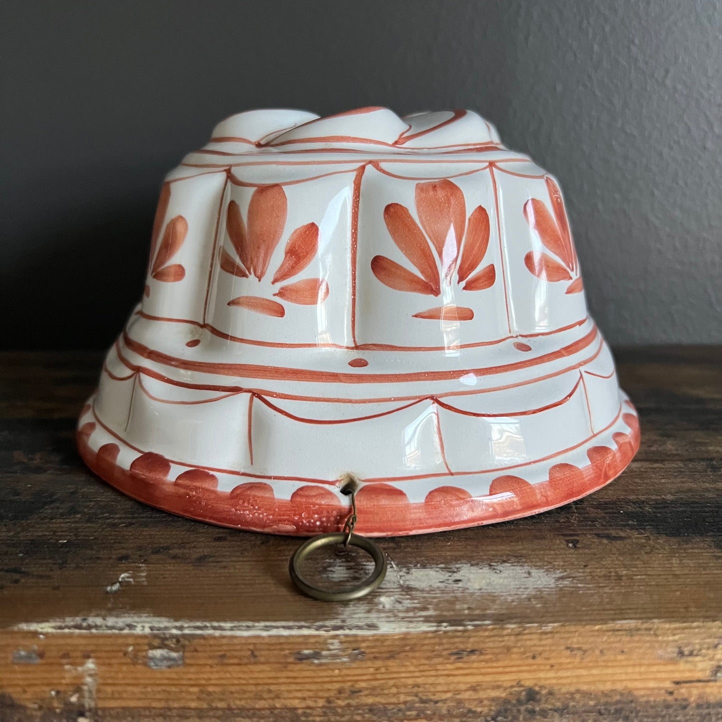 Vintage Ceramic Hand Painted Jelly Dessert Mould Made by Bassano Italy
