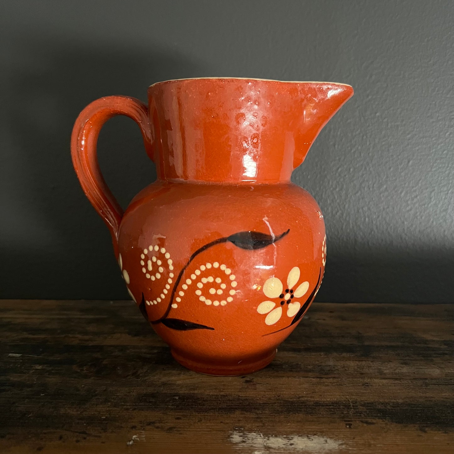 Vintage Hand Painted Pottery Jug Pitcher European #3