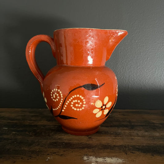 Vintage Hand Painted Pottery Jug Pitcher European #3