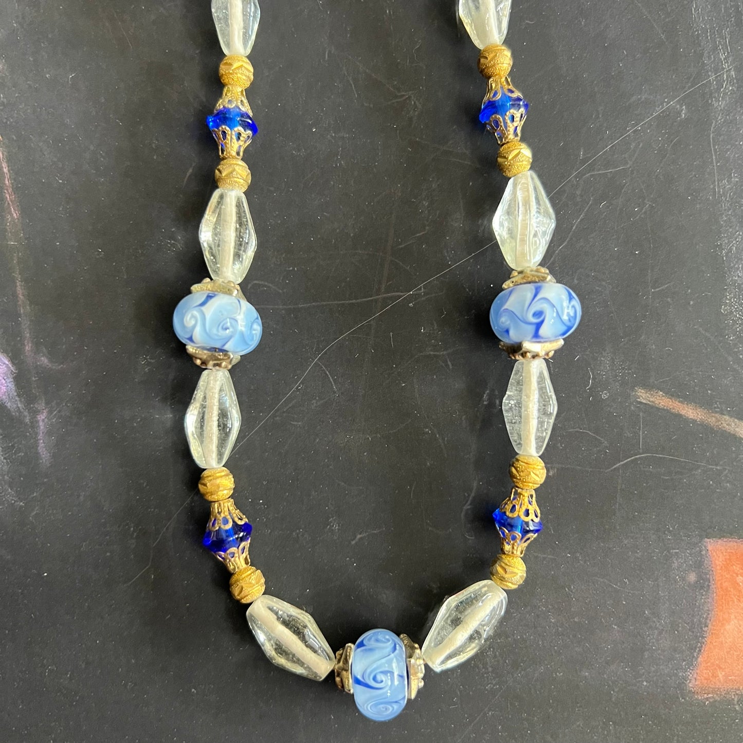 Vintage Glass Beads Hues of Blue