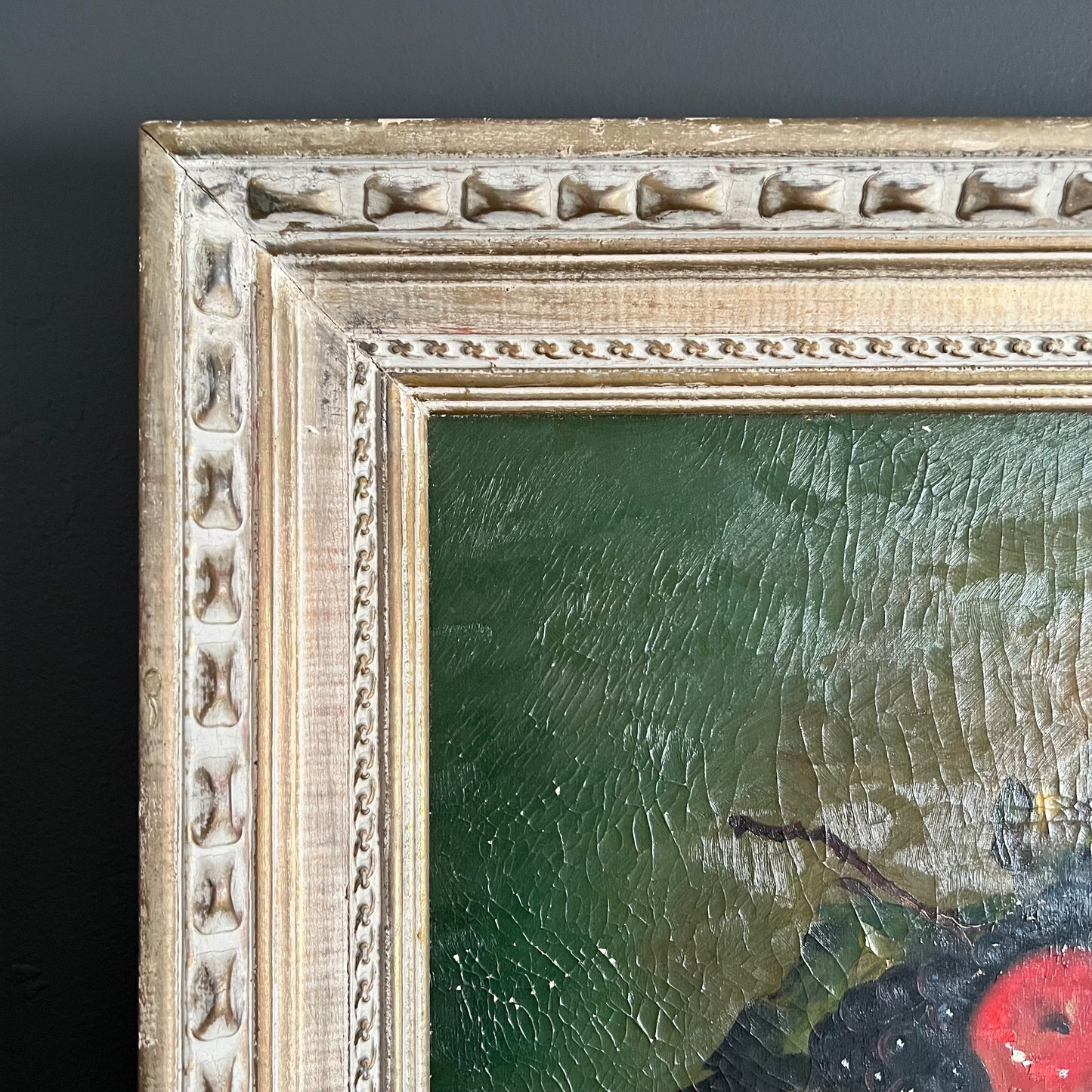 Vintage Oil Painting Still Life Fruit Bowl Italy