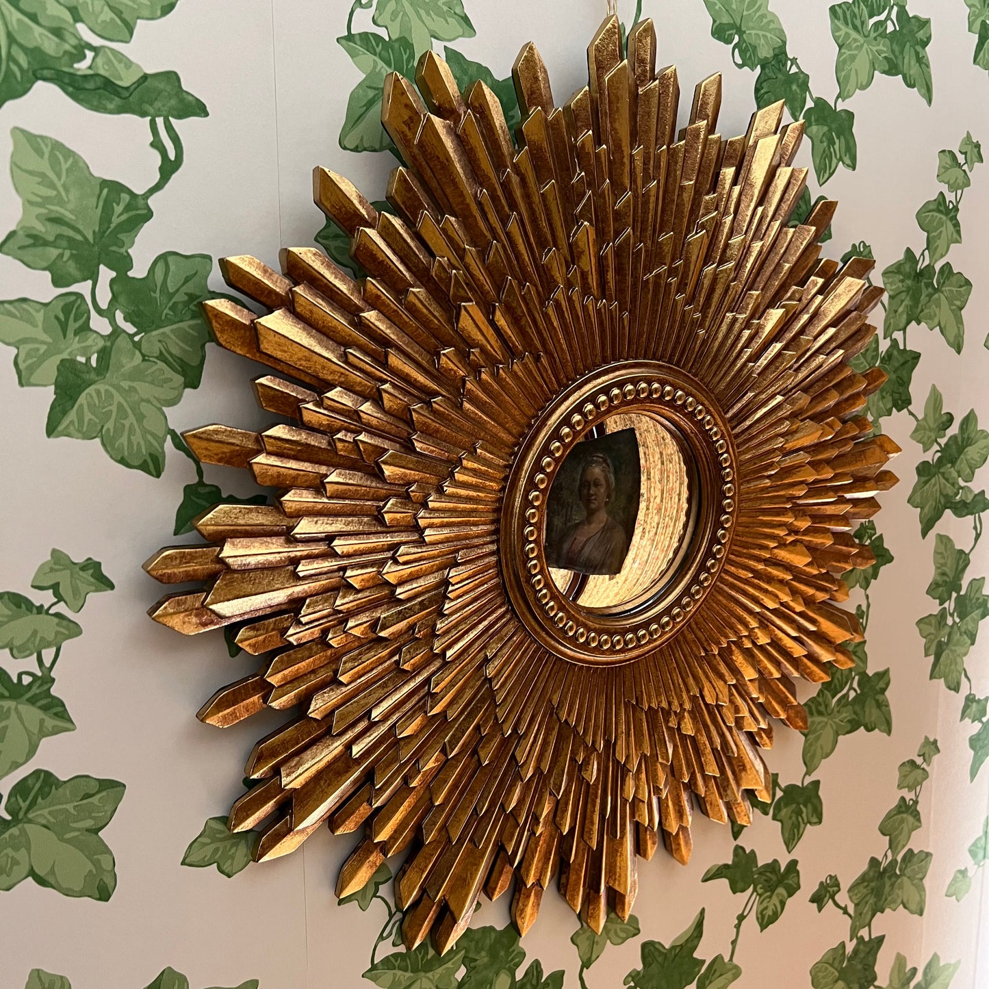 Golden Sunburst Convex Mirror- Fancy
