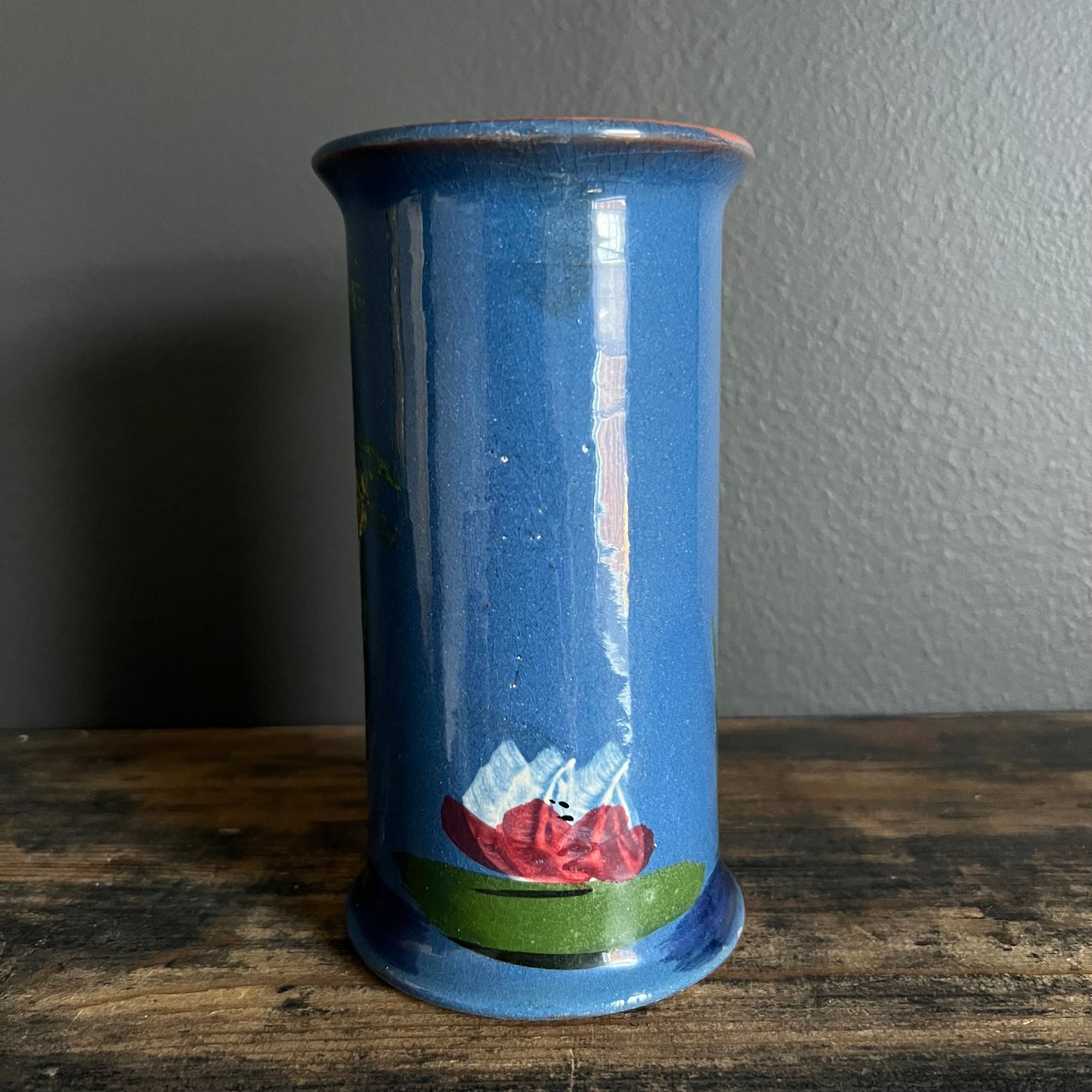Vintage Glazed Pottery Kingfisher Bird Vase Longpark Torquay England 1930s