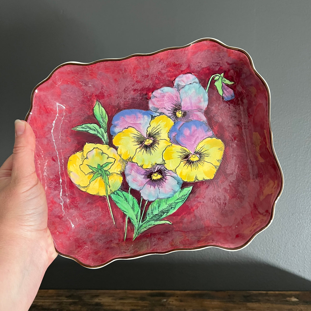 Vintage Royal Doulton Dish Pansy Flowers England