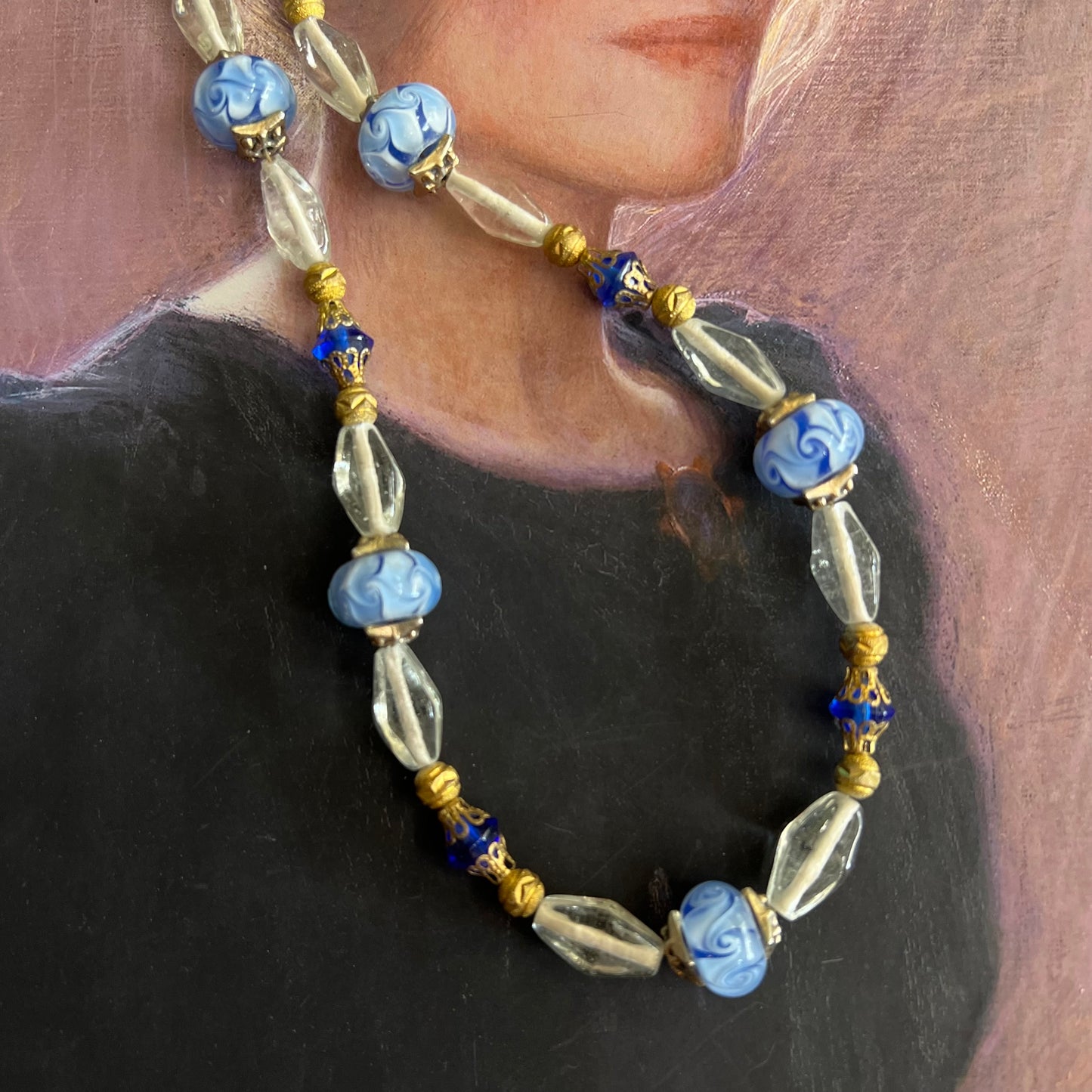 Vintage Glass Beads Hues of Blue