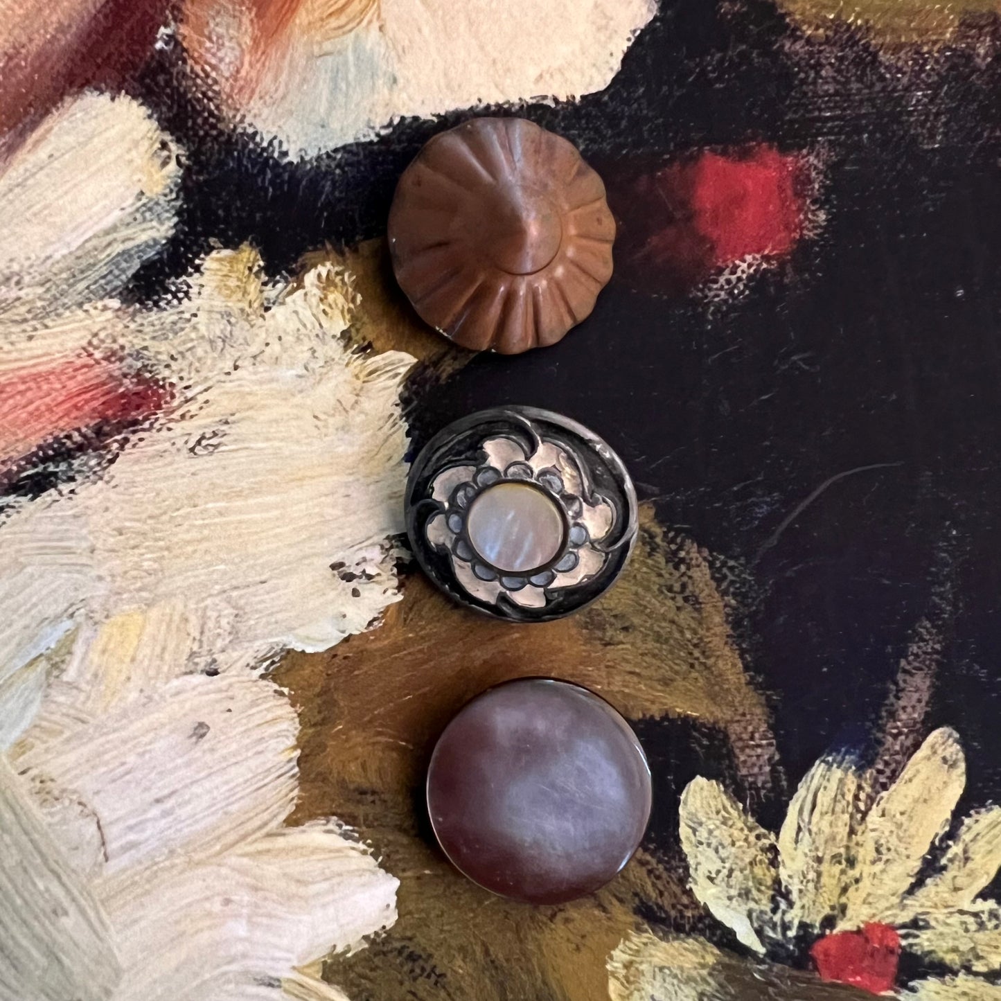 Antique Buttons Mother of Pearl 3 Assorted